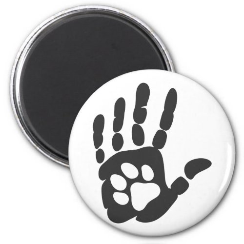 Paw print in the hand _ Choose background color Magnet