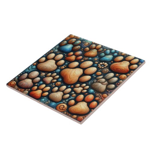 Paw print  intriguing different colored canine dog ceramic tile
