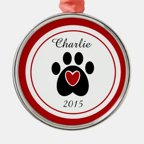 Paw Print Keepsake Metal Ornament