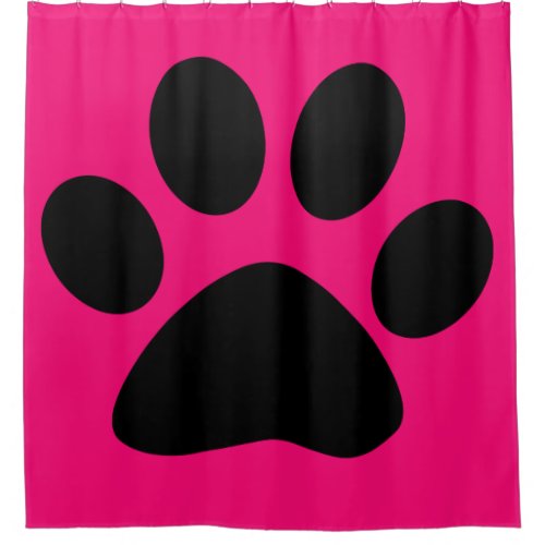 Paw Print Large Pattern Black Pink Cute Stylish Shower Curtain