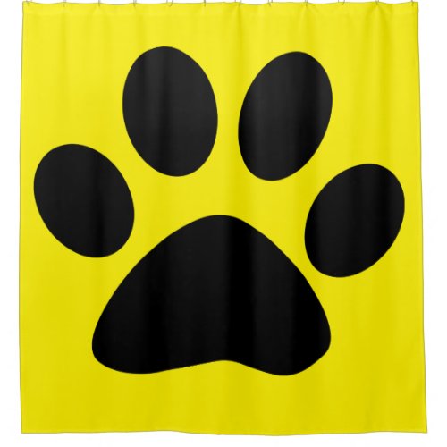 Paw Print Large Pattern Black Yellow Cool Stylish Shower Curtain