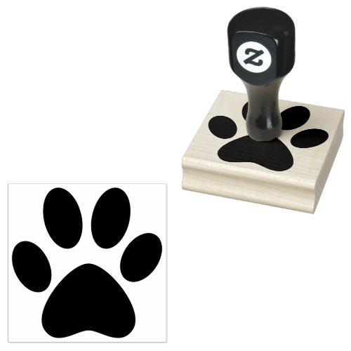 Paw Print Left Pet Cat Dog Simple Large Rubber Stamp