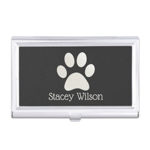 Paw Print Logo In Charcoal And White Business Card Case