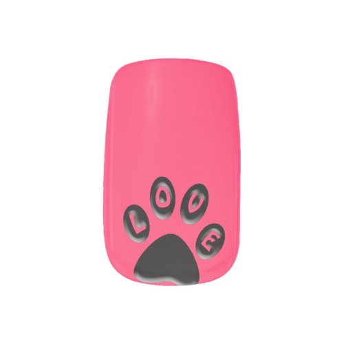 Paw Print love 3D custom colour Minx Nail Wraps