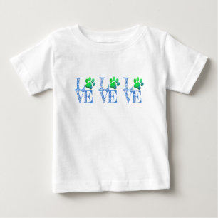 Paw Print LOVE Blue Green Family Pet Fun Baby T-Shirt