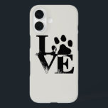 Paw Print Love iPhone 16 Case<br><div class="desc">Show your love for your canine friends with this Paw Print Love lettered cell phone case. This should be transferable to multiple other phone types.</div>