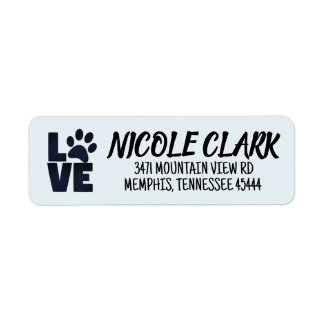 PAW PRINT LOVE (CAT-DOG) RETURN ADDRESS LABELS