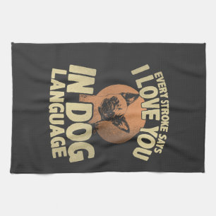 Paw Print Love Dog Quote Art for Pet Owners Kitchen Towel
