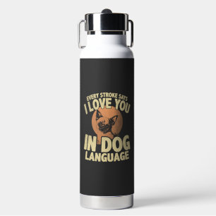 Paw Print Love Dog Quote Art for Pet Owners Water Bottle