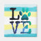 Paw print Love Dog Teal and Yellow Magnet