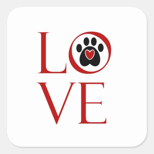 Paw Print Love Square Sticker