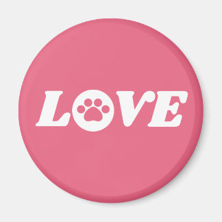 Paw Print Love with Customizable Background Color Magnet
