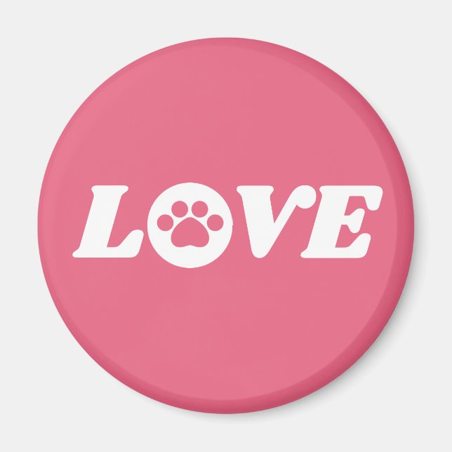 Paw Print Love with Customizable Background Color Magnet (Front)