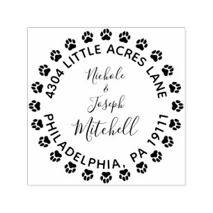 Paw Print Married Couple Return Address Stamp