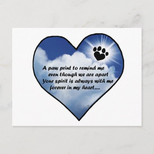 Paw Print Memorial Poem Postcard