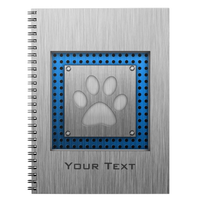 Paw Print; Metal-look Notebook (Front)