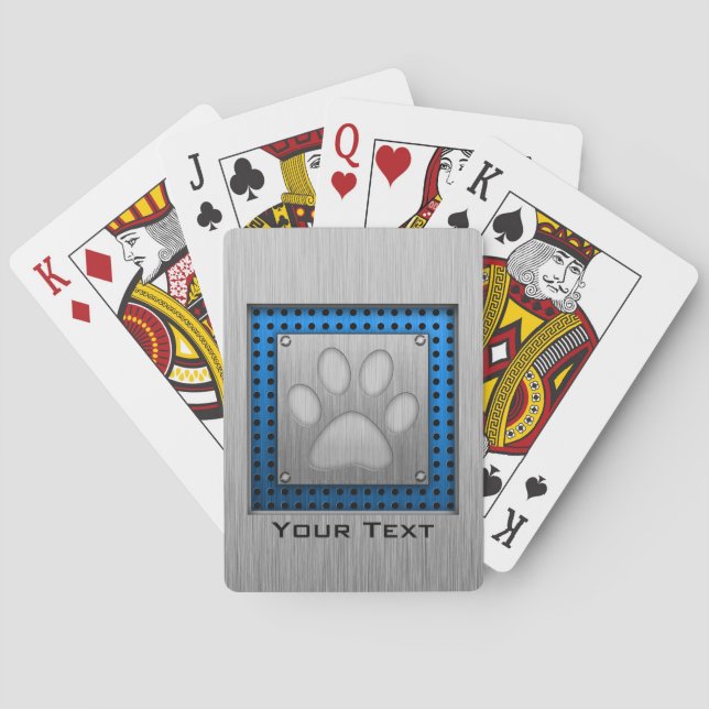 Paw Print; Metal-look Poker Cards (Back)
