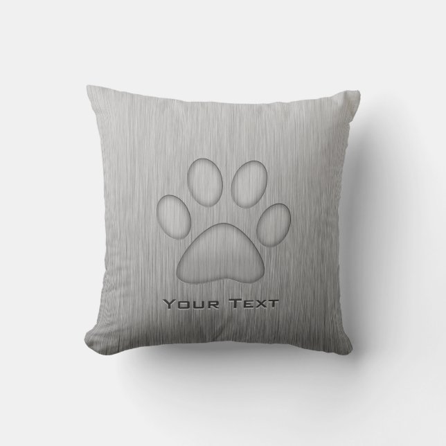 Paw Print; Metal-look Throw Pillow (Front)