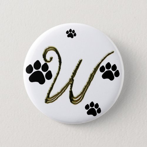 Paw Print Monogram Button