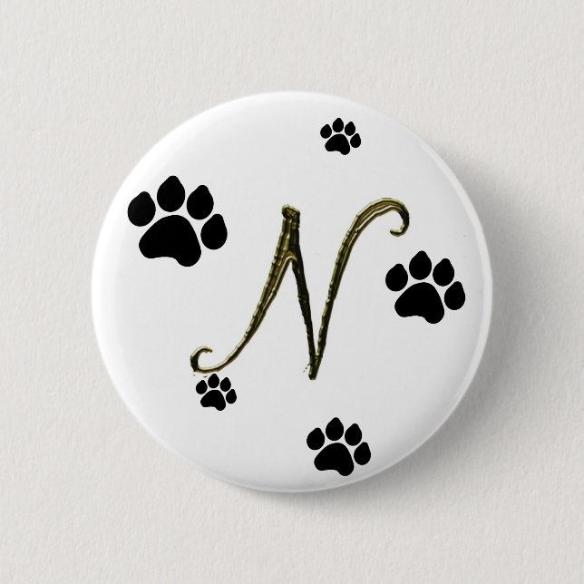 Paw Print Monogram Button (Front)