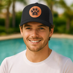 Paw Print Monogram Family Custom Initial Leather Patch Hat