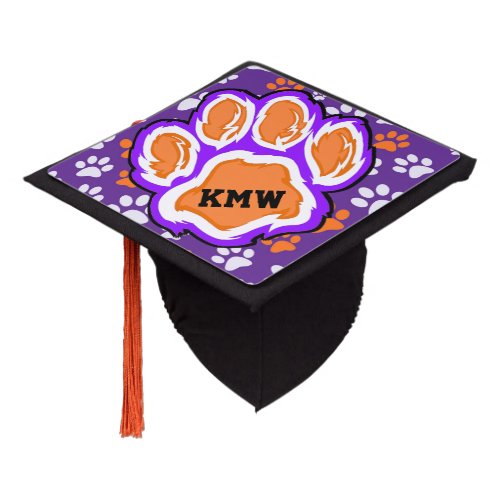 Paw Print Monogram  Graduation Cap Topper