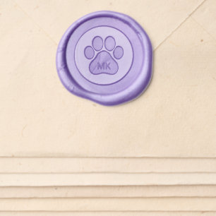 Paw Print Monogram Initials Wax Seal Sticker