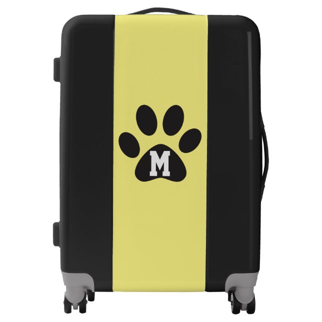 Paw Print Monogram Yellow Cream Luggage (Front)