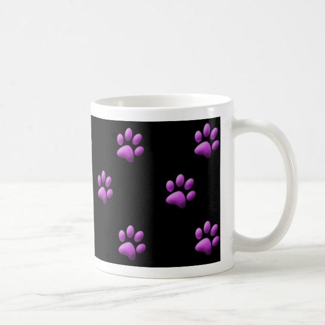 Paw Print Mug Purple on Black (Right)