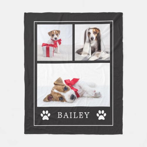 Paw Print  Multi Photo Pet Dog or Puppy Fleece Blanket