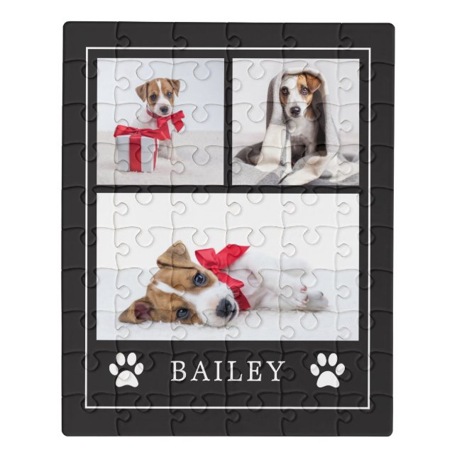 Paw Print | Multi Photo Pet Dog or Puppy Jigsaw Puzzle (Puzzle Vertical)