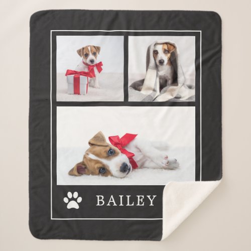 Paw Print  Multi Photo Pet Dog or Puppy Sherpa Blanket