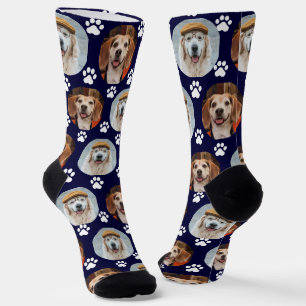 Paw Print Navy Socks