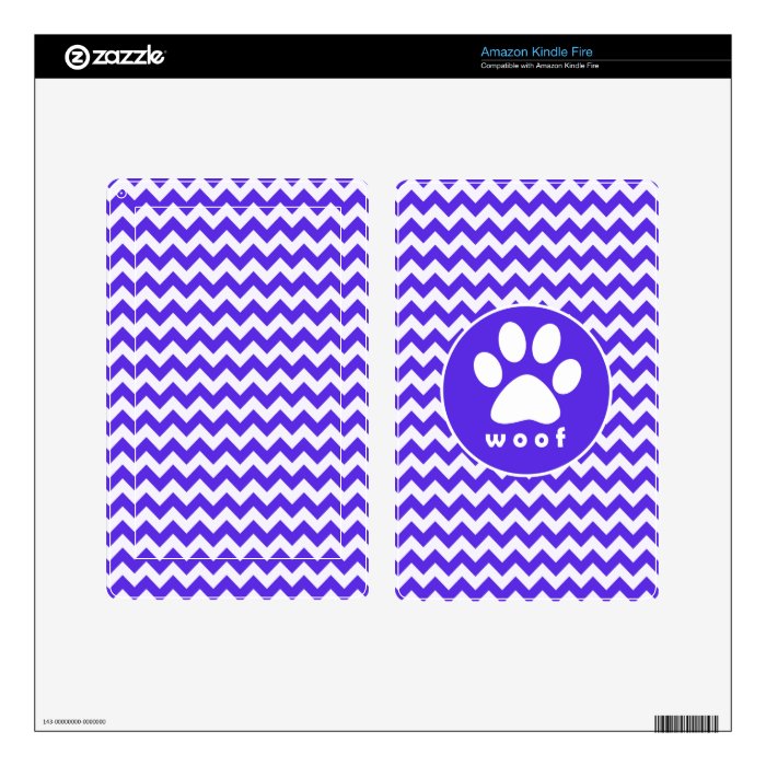 Paw Print on Blue Violet Chevron Kindle Fire Skins