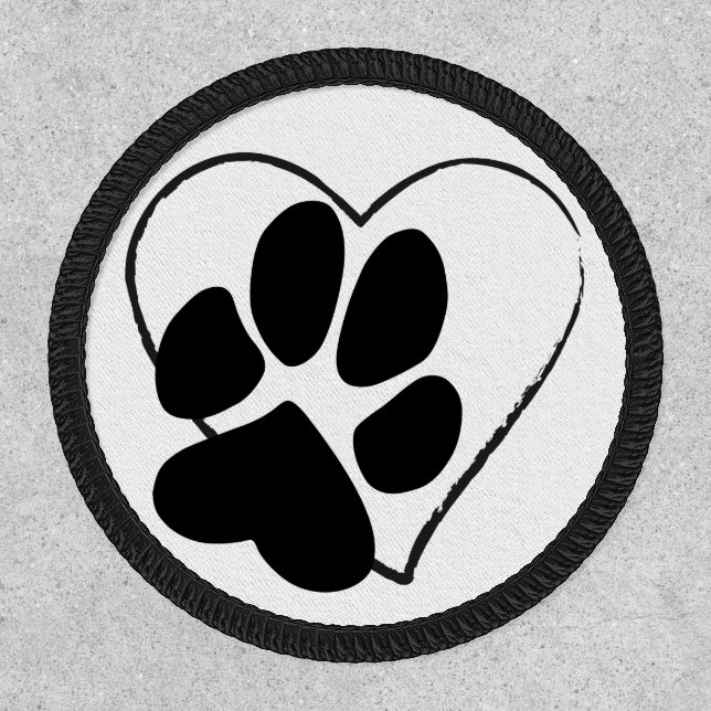 Paw print on heart Cute simple design Patch (Front)