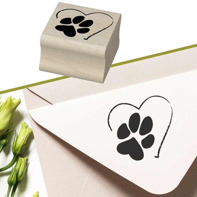 Paw Print on Heart Cute Simple Dog Lover Rubber Stamp (Creator Uploaded)
