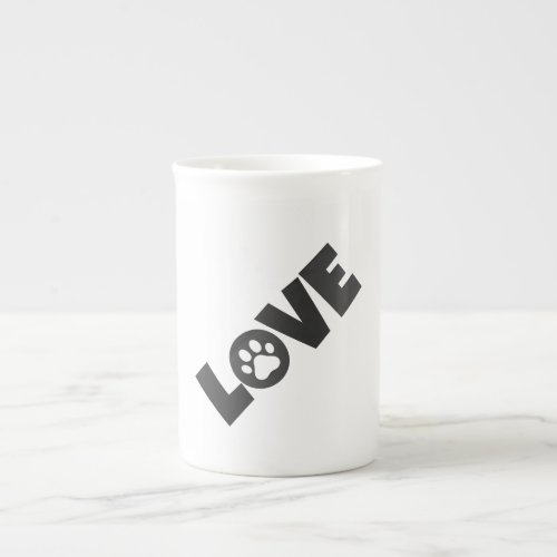 Paw Print on Love Text Illustration Bone China Mug