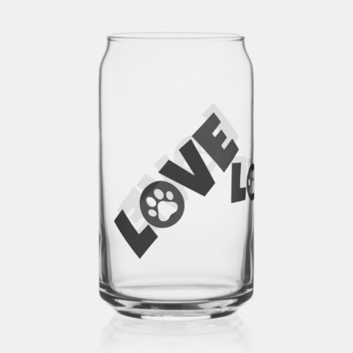 Paw Print on Love Text Illustration Can Glass