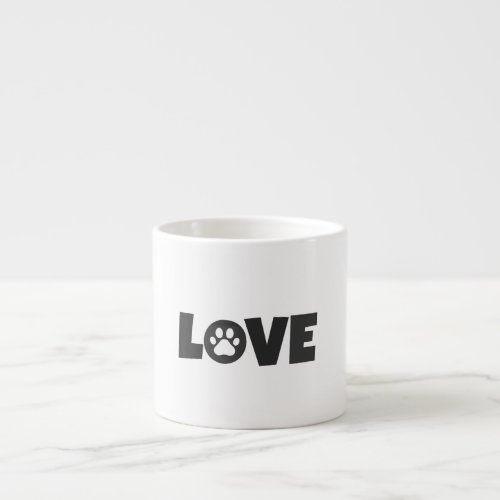 Paw Print on Love Text Illustration Espresso Cup