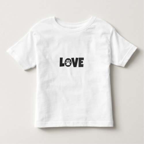 Paw Print on Love Text Illustration Toddler T_shirt