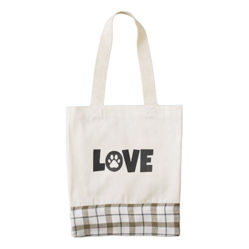 Paw Print on Love Text Illustration Zazzle HEART Tote Bag