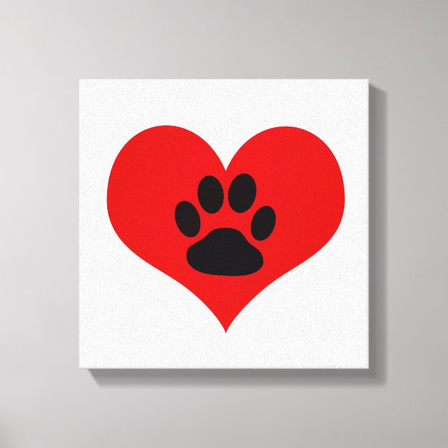 Paw Print On My Heart - Dog Canvas Print (Front)