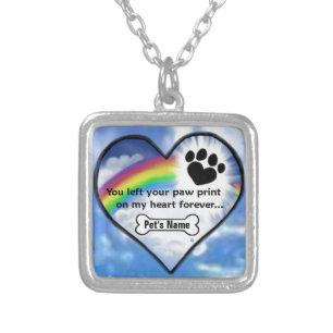 Paw Print On My Heart Silver Plated Necklace