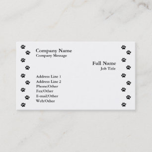 Paw Print On White Business Card Template