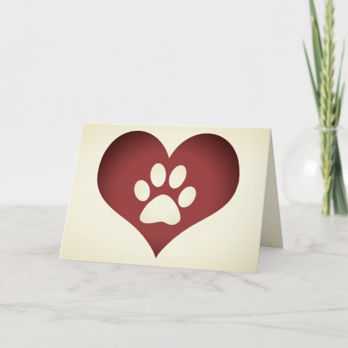 paw print on your heart pet loss memorial card