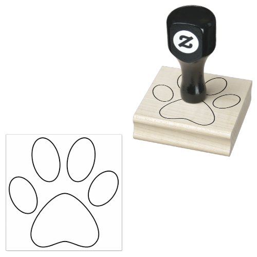 Paw Print Outline Left Pet Cat Dog Modern Large Rubber Stamp