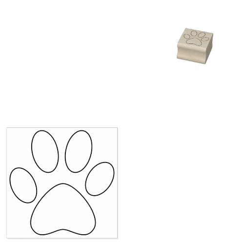 Paw Print Outline Left Pet Cat Dog Simple Small Rubber Stamp