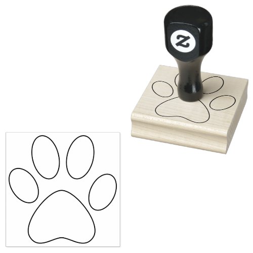 Paw Print Outline Right Pet Cat Dog Simple Large Rubber Stamp