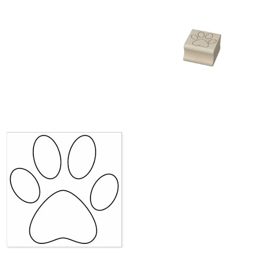 Paw Print Outline Right Pet Cat Dog Simple Small Rubber Stamp