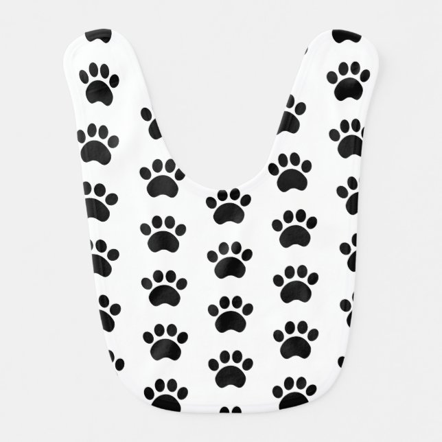 Paw Print Pattern Baby Bib (Front)